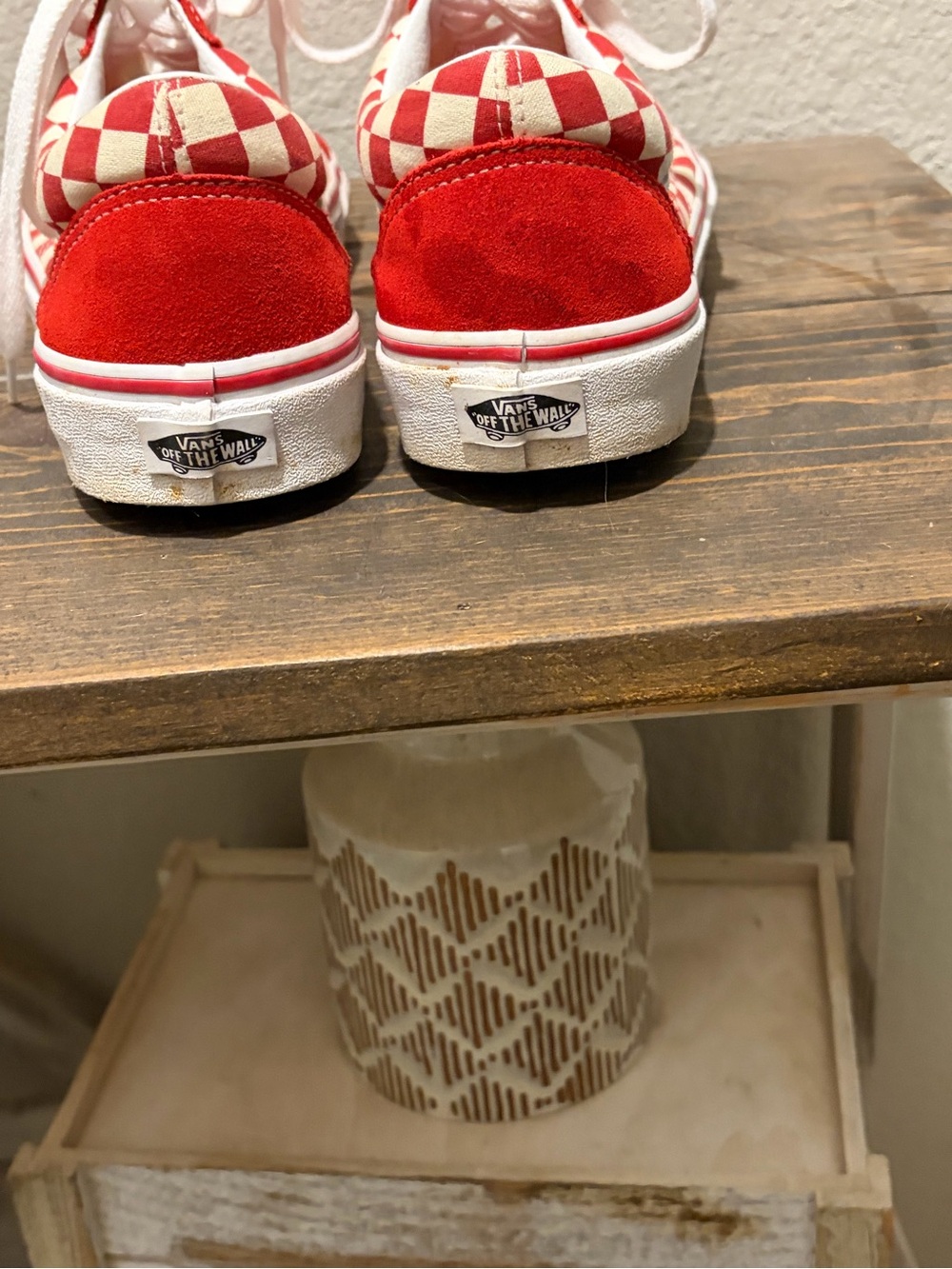 Vans Red and White Checkerboard Low-Top Sneakers - Picture 2 of 4